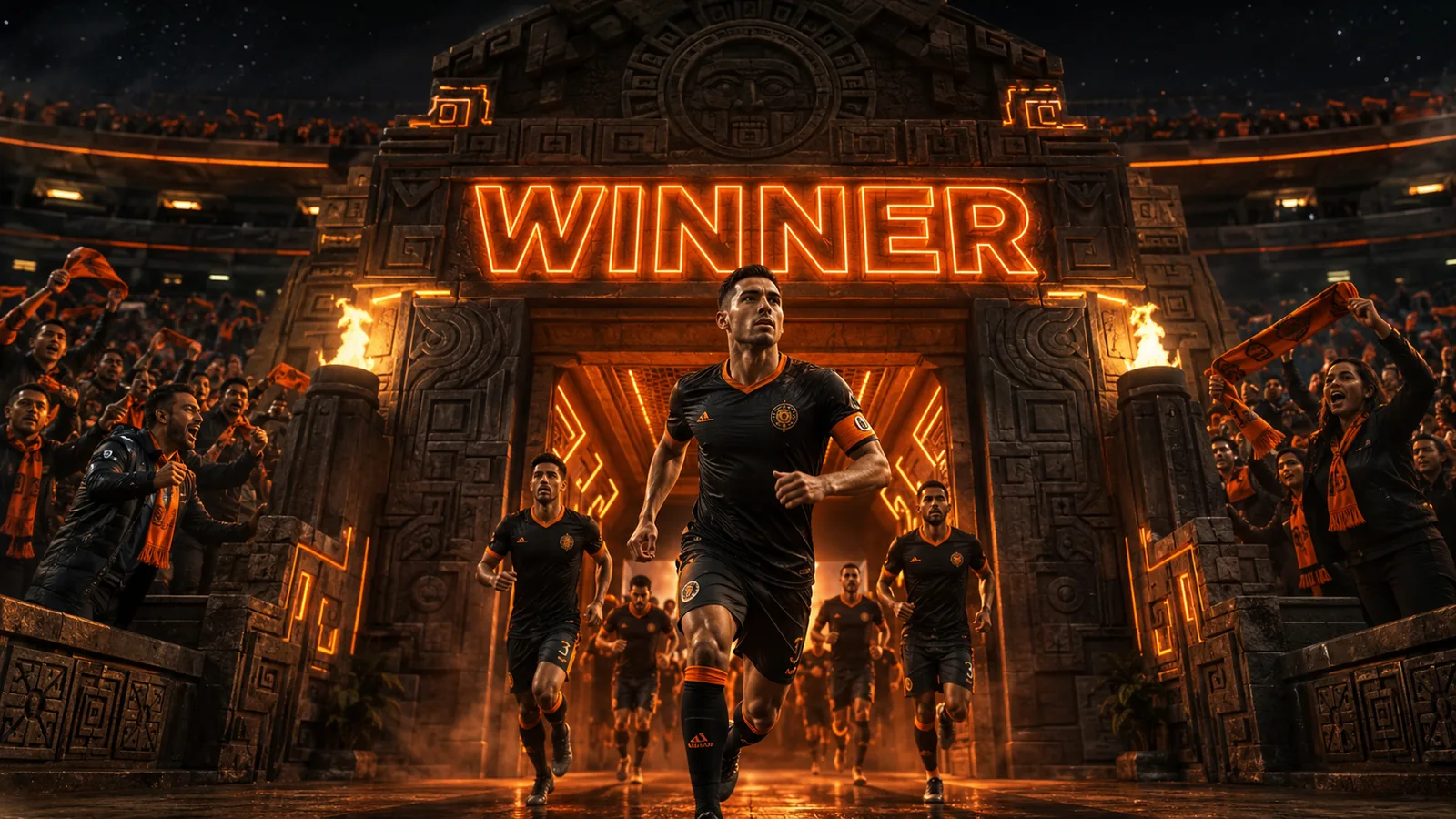 Winner México — túnel del estadio Liga MX antes del partido, apuestas deportivas online